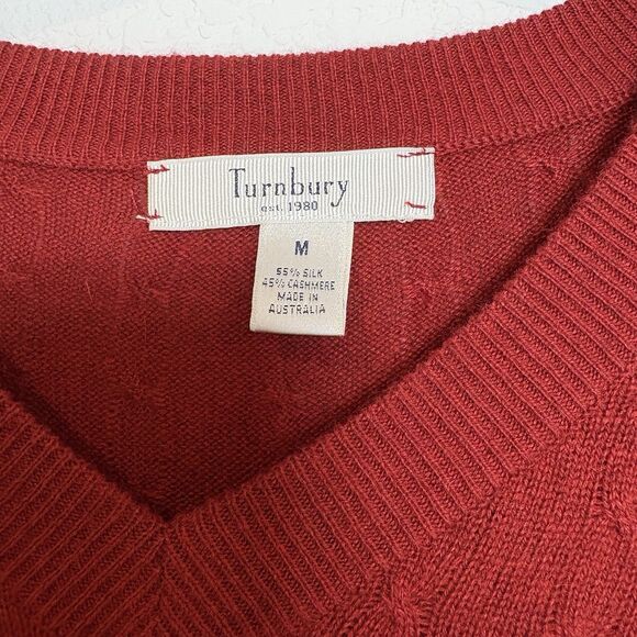 Turnberry Men’s Red Cashmere Silk Sweater Medium‎ V-Neck Preppy Quiet Luxury - Picture 4 of 7